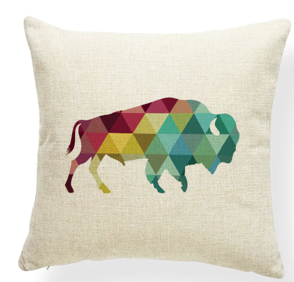 Western Geometric Buffalo Decorative Accent Pillow