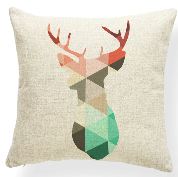 Western Geometric Deer Decorative Accent Pillow
