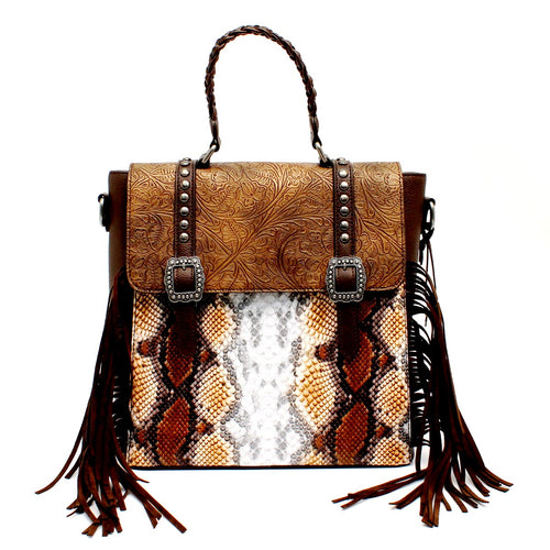 Python Brown Concealed Carry Backpack/Crossbody Bag