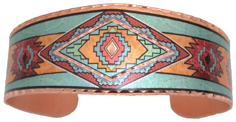 Copper Bracelet with Color Southwestern Native Design