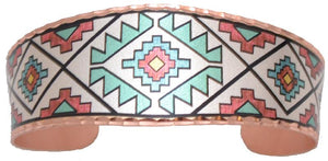Copper Bracelet with Color Southwestern Design