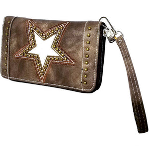 Ladies' Star Cowhide Zipper Wallet