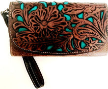 Load image into Gallery viewer, Ladies&#39; Leather Tooled Phone Wallet - 2 Colors to Choose From!