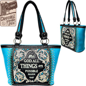 "With God" Western Turquoise Purse with Concealed Carry