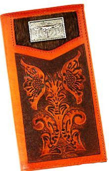 Men's Western Tan & Black Rodeo Wallet with Silver Longhorn Concho