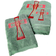 Load image into Gallery viewer, Western 3-Piece Cross Bath Towel Set - Available in Red or Turquoise