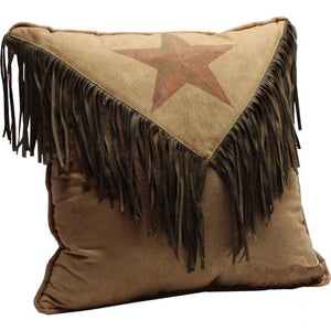 Western Rustic Star Accent Pillow with Fringe