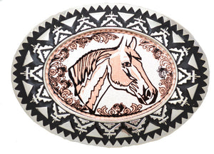 Copper Belt Buckle Horsehead with Filigree