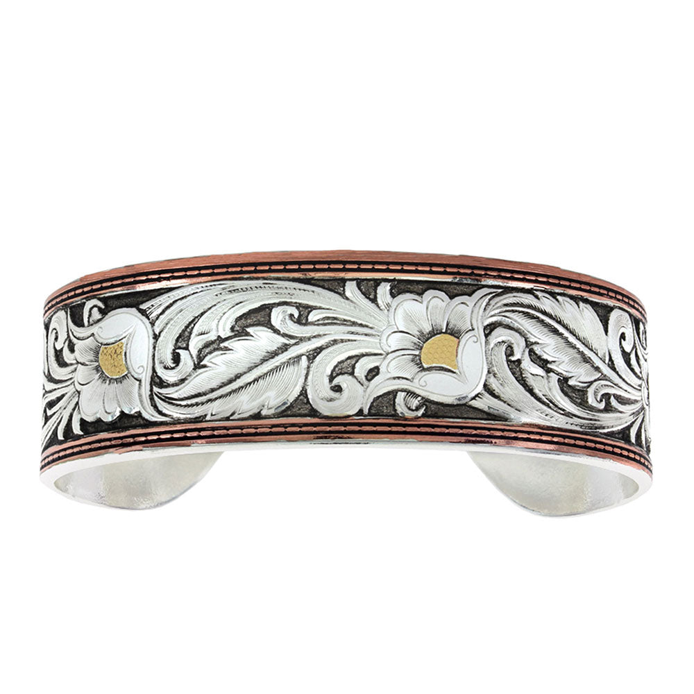 Western Tri-Color Floral Cuff Bracelet - Made in the USA!