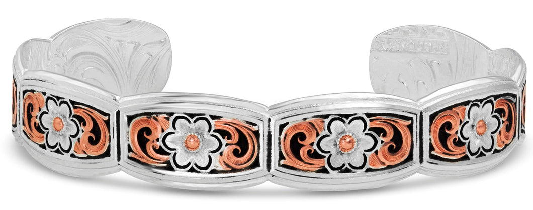Classic Rose Gold Flower Swirl Cuff Bracelet - Made in the USA!