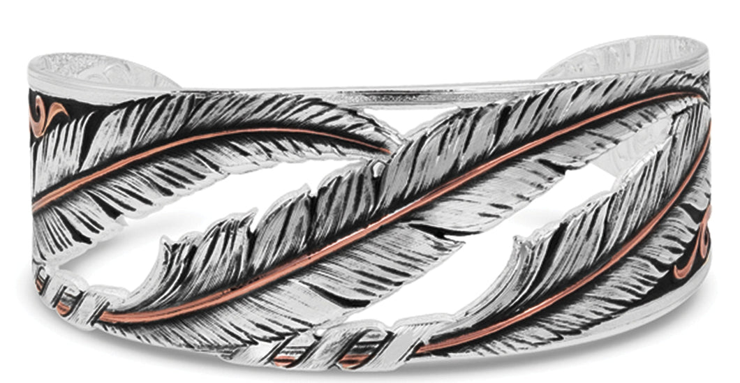 Wind Dancer Pierced Feather Cuff Bracelet - Made in the USA!