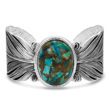 Load image into Gallery viewer, Santa Fe Ruffled Feather Turquoise Bracelet - Made in the USA!