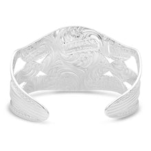Load image into Gallery viewer, Courage &amp; Strength Feather Cut-Out Cuff Bracelet