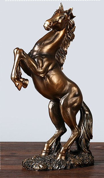 Western Bronze Look Rearing Horse Sculpture