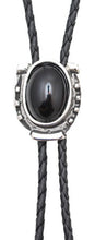 Load image into Gallery viewer, Antique with Onyx Stone Horseshoe Bolo Tie (Choose Color)