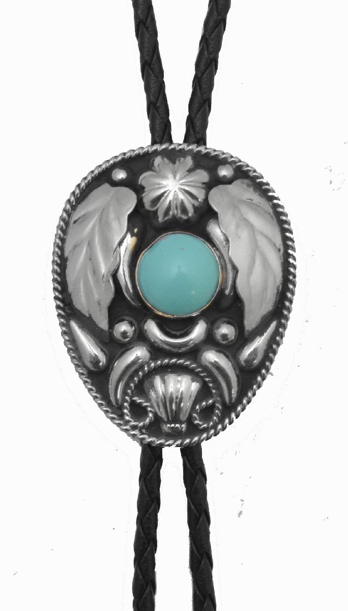 German Silver and Turquoise Bolo Tie