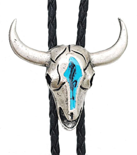 Steer Head Turquoise Enamel Bolo Tie