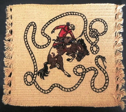 Cotton Stencil Coaster - Bronc Rider 1