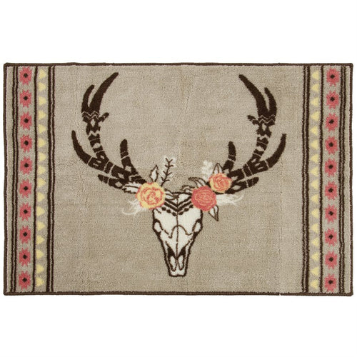 Desert Skull Floral Kitchen / Bath Rug