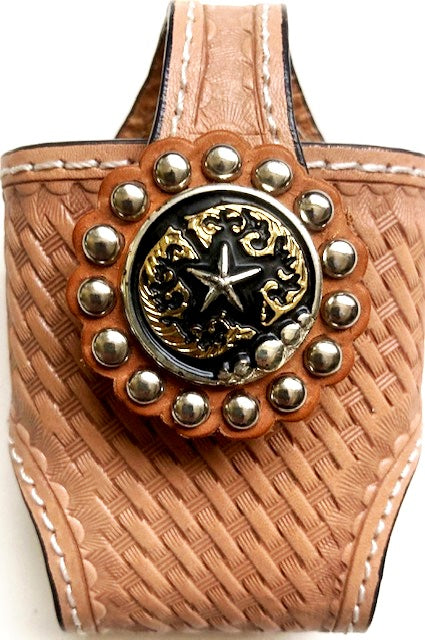 Cell Phone Holder - Natural Basketweave with Star Concho