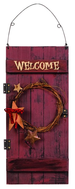 Barn Door Welcome Sign - Red
