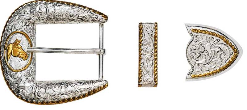Western 3-Piece Buckle Set with Horse Head