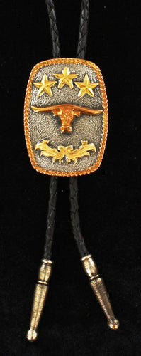 Western Triple Tone Oval Bolo with Longhorn