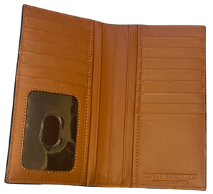 Western Ostrich and Tan Tooled Leather Rodeo Wallet