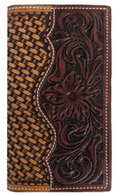 Load image into Gallery viewer, Western Tooled &amp; Basketweave Leather Rodeo Wallet/Checkbook Cover