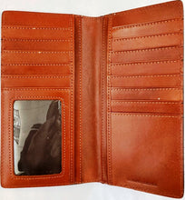 Load image into Gallery viewer, Western Brown Rodeo Wallet with Buckstitch Lacing