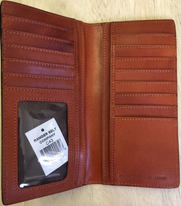 Western Dark Tan Floral Leather Rodeo Wallet/Checkbook Cover