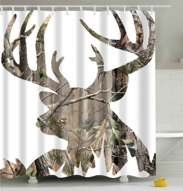 Camo Deer Head Shower Curtain