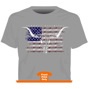 "Barbwire Flag" Cowboys Unlimited Adult T-Shirt