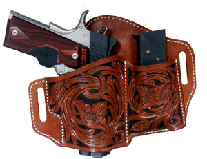 Hand Carved and Painted Glock & Clip Holster