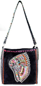 100% Genuine Leather Hand Embroidered Mini Tote - Choose From 2 Colors!