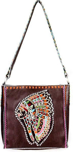 100% Genuine Leather Hand Embroidered Mini Tote - Choose From 2 Colors!