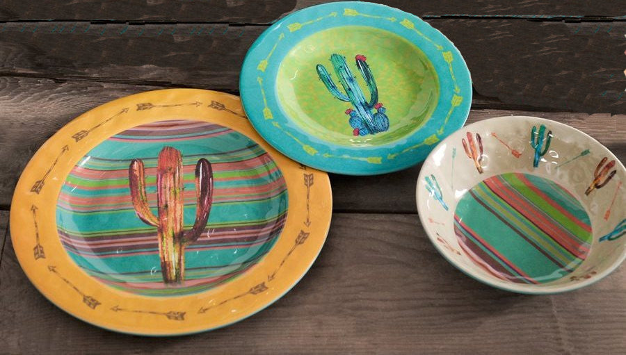 Cactus Design Melamine 12-Piece Dinnerware Set