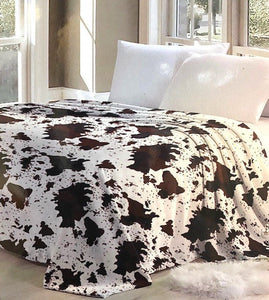 Cowhide Flannel Fleece Blanket - Queen Size