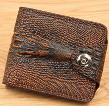 Load image into Gallery viewer, Western Brown Bi-Fold Wallet with Croc Print