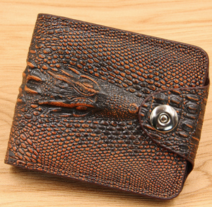Western Brown Bi-Fold Wallet with Croc Print