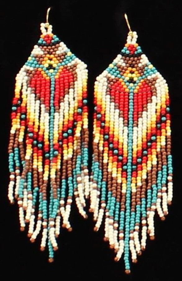 Western Beaded Tapered Multi-Colored Earrings