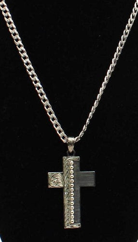 Silver Strike Men's Gun Metal Silver Necklace