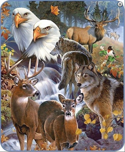 "Wildlife Collage" Medium Weight Blanket