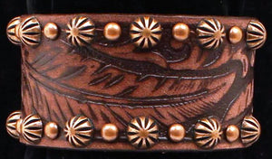 Silver Strike Western Brown Distressed Feather Cuff Bracelet