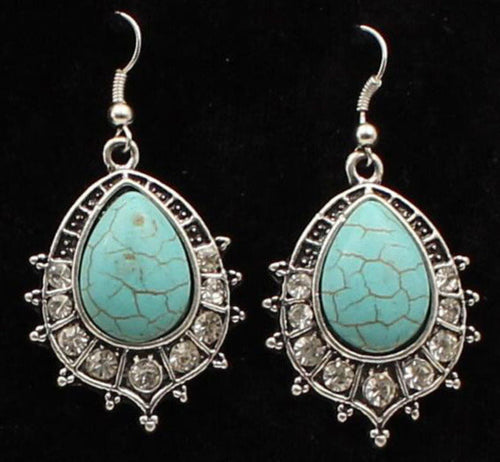 Turquoise Oval Drop Earrings