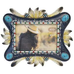 Feathers & Concho Picture Frame - 4" x 6"