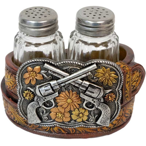 Salt & Pepper Holder - Crossed Pistols Buckle