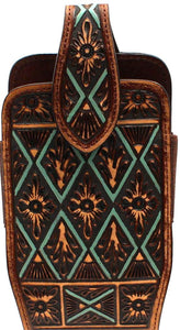 Vintage Brown Floral Design Cell Phone Holder for iPhone 8+