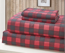 Load image into Gallery viewer, Buffalo Plaid Red Black Sheet Sets (King or Queen)