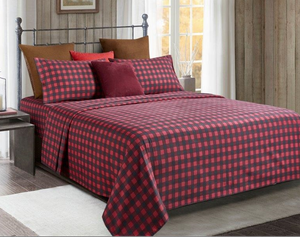 Buffalo Plaid Red Black Sheet Sets (King or Queen)